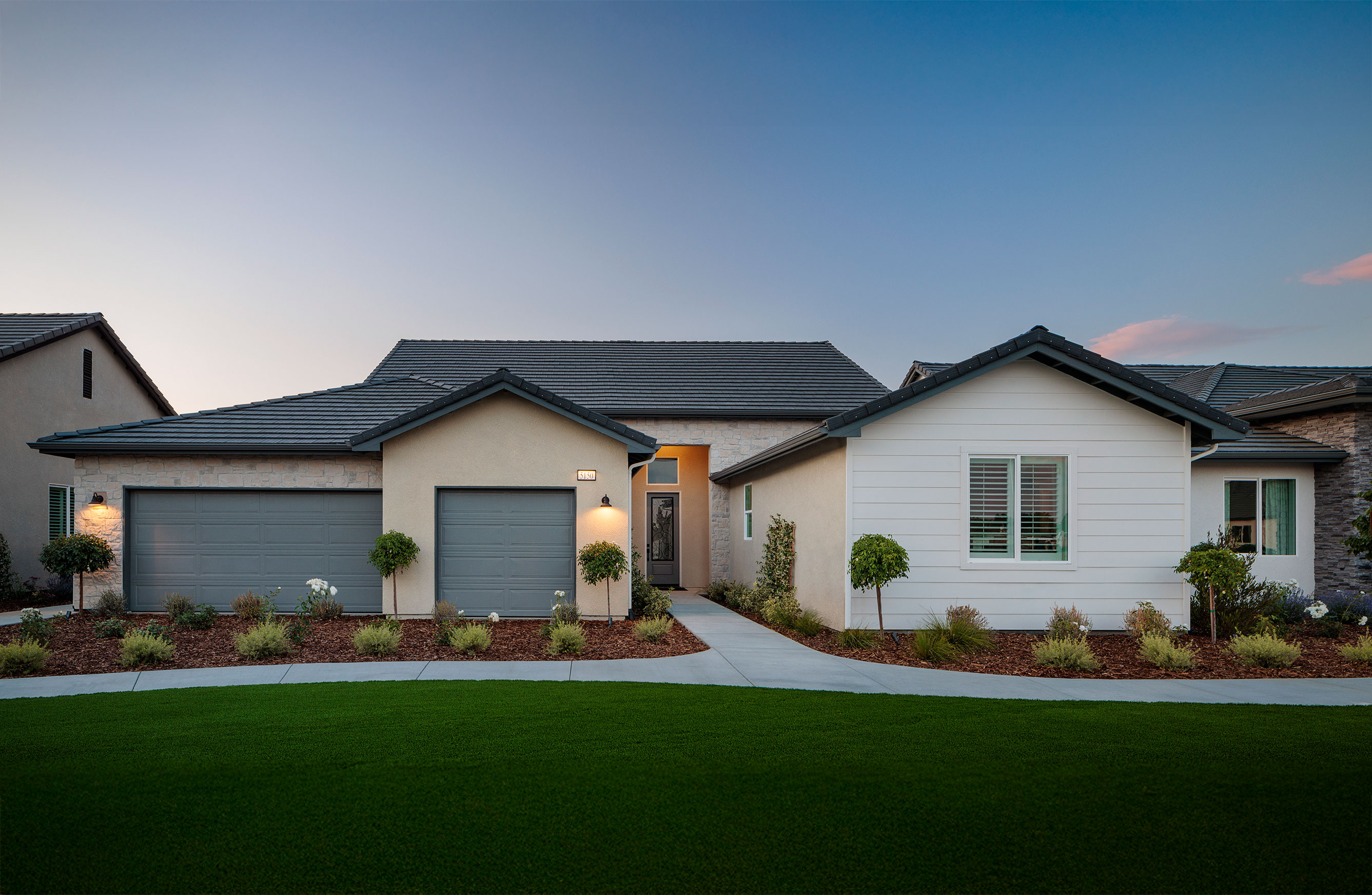 Sycamore Ranch — Verona plan exterior at twilight